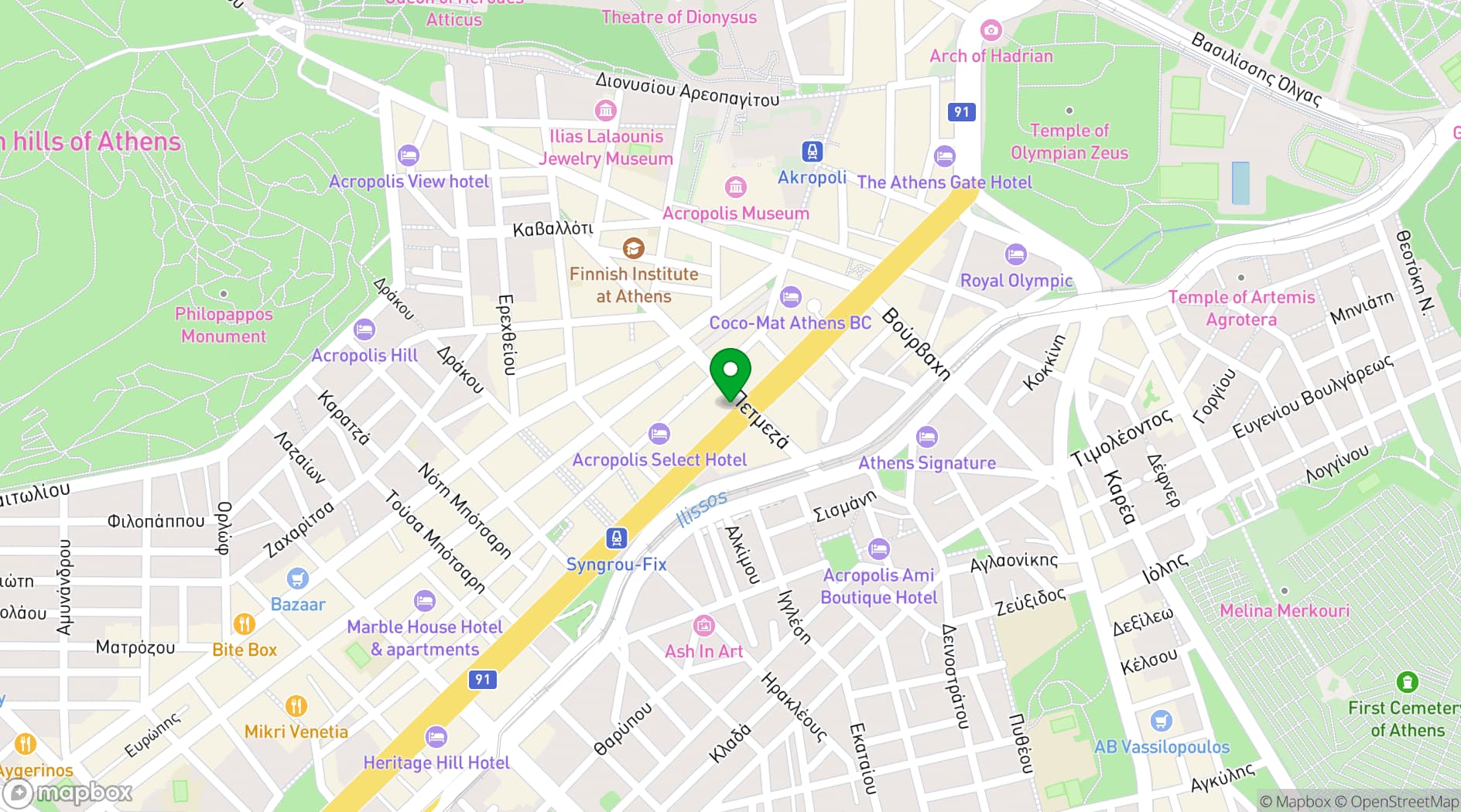 Map showing Acropolis Museum
