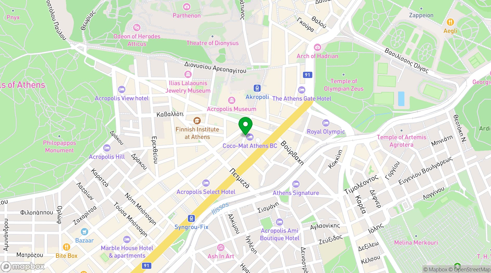 Map showing COCO-MAT Hotel Athens