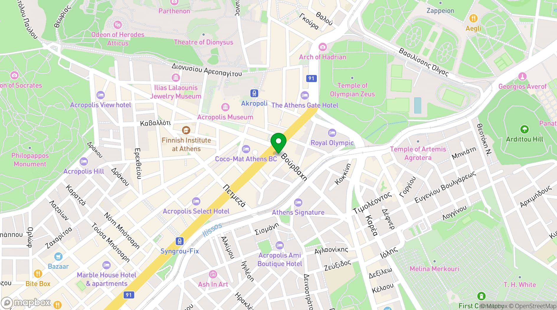 Map showing Niche Hotel Athens