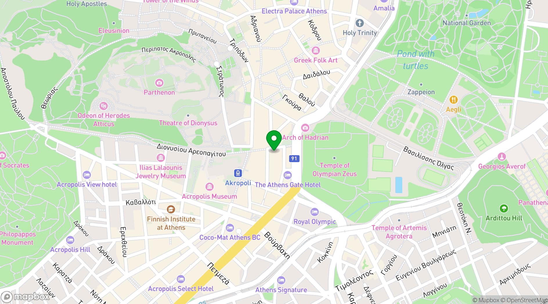 Map showing SENSE Restaurant