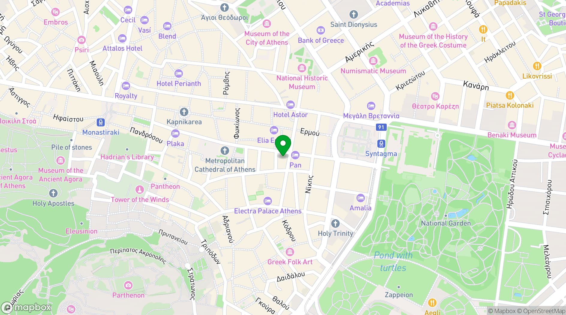 Map showing Electra Metropolis Athens