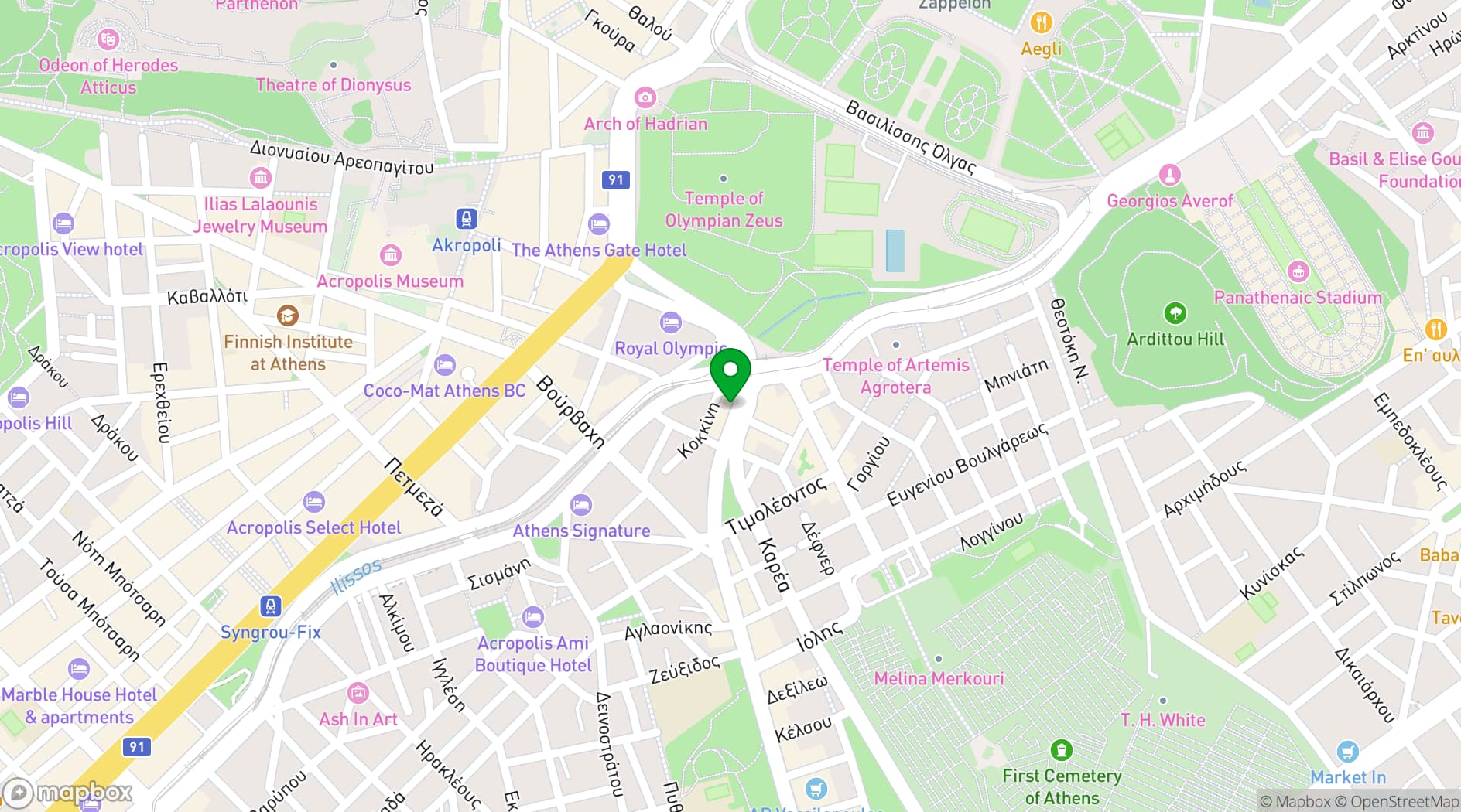 Map showing Pasithea Rooftop Bar Restaurant