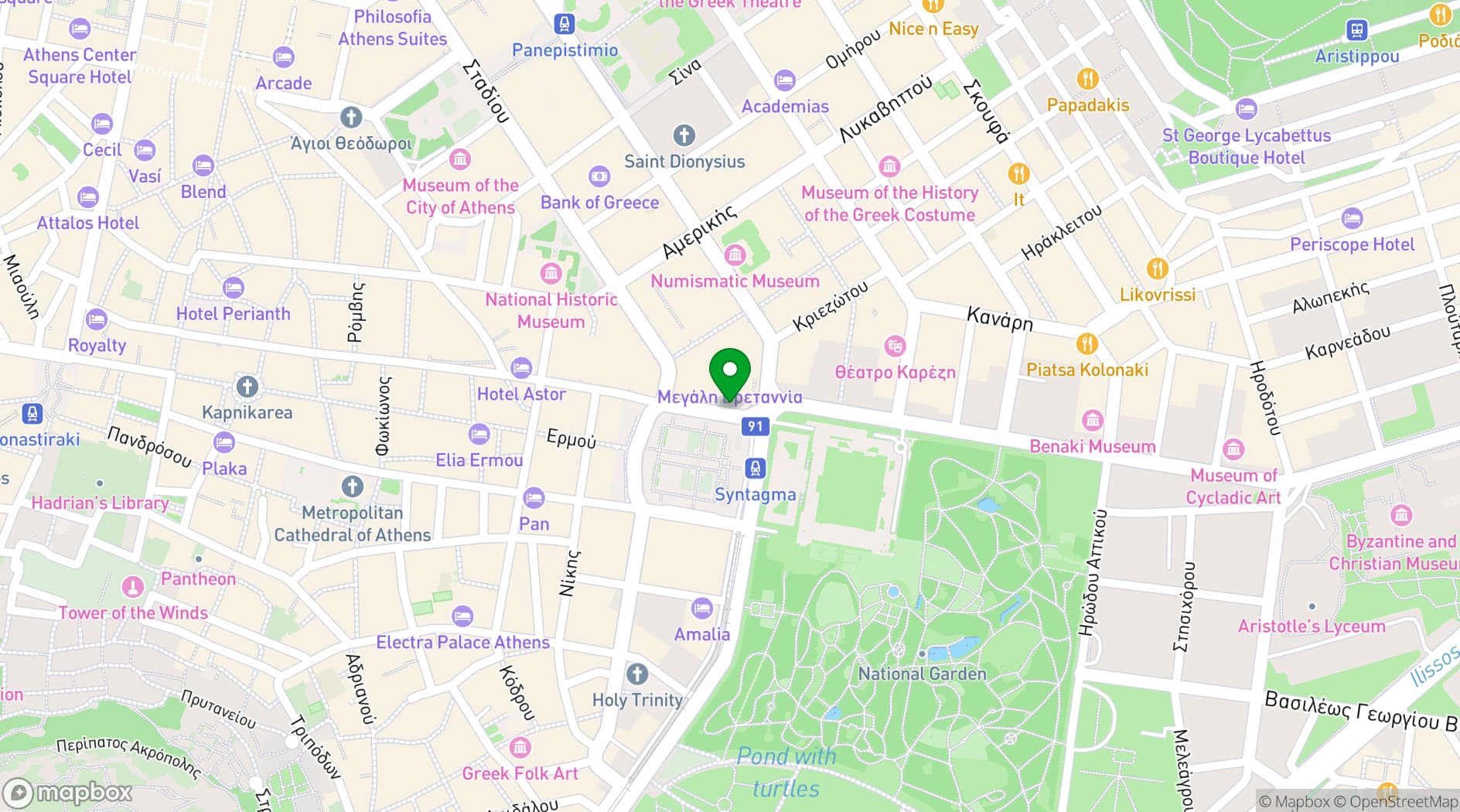 Map showing Hotel Grande Bretagne, a Luxury Collection Hotel, Athens