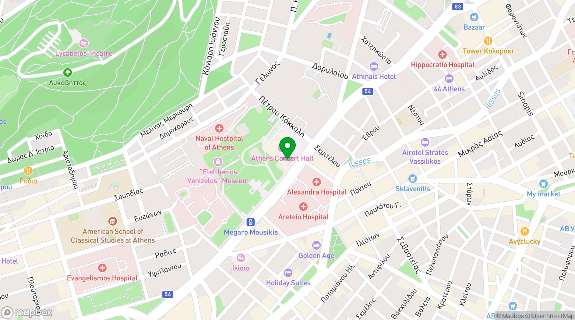 Map showing Megaron Athens International Conference Centre