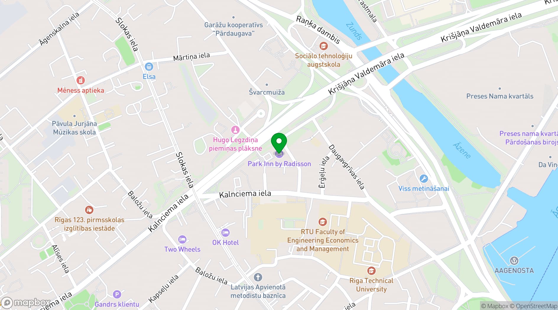 Map showing Park Inn by Radisson Riga Valdemara