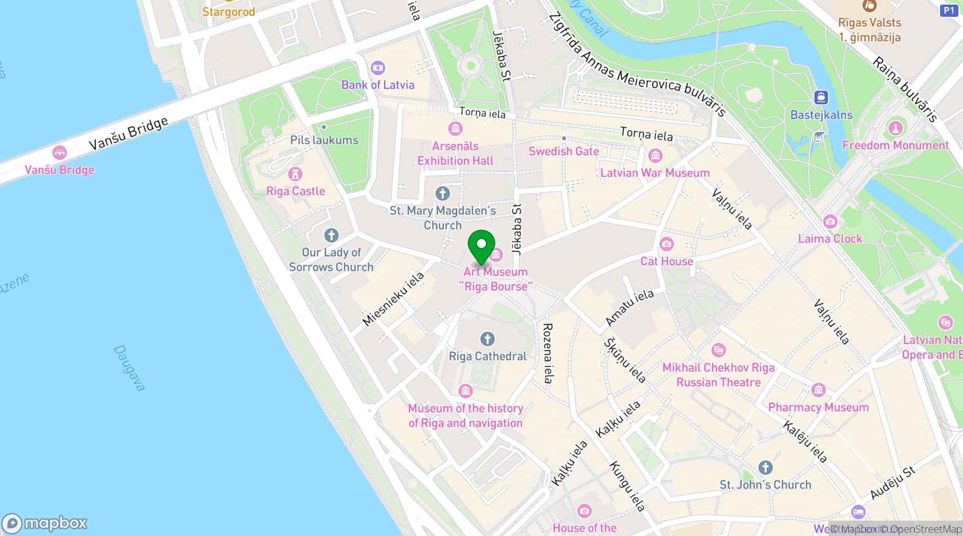 Map showing Art Museum RIGA BOURSE