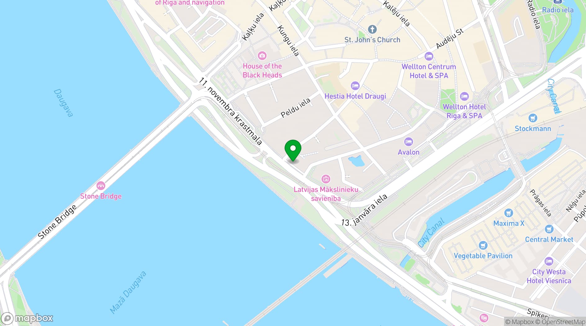 Map showing Wellton Riverside Spa, Riga