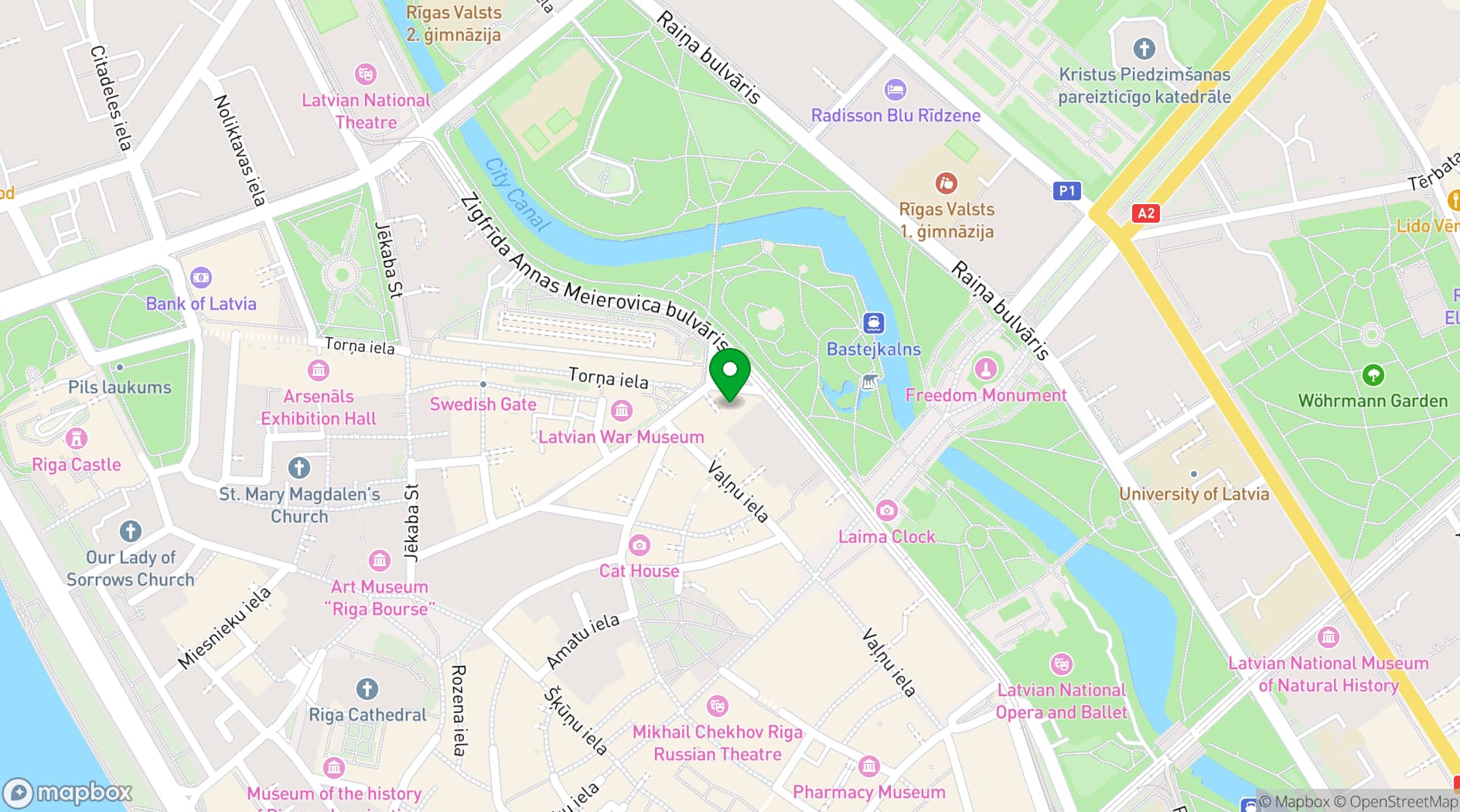 Map showing Radisson Hotel Old Town Riga