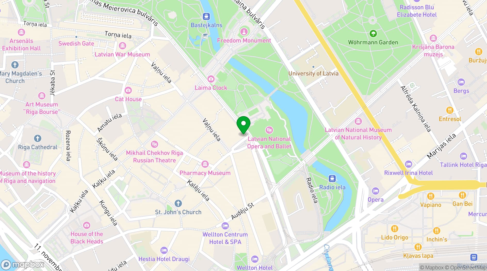 Map showing Grand Hotel Kempinski Riga