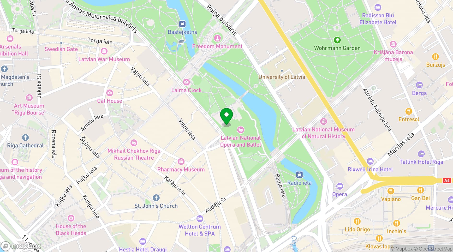 Map showing Latvijas Nacionālā Opera un Balets