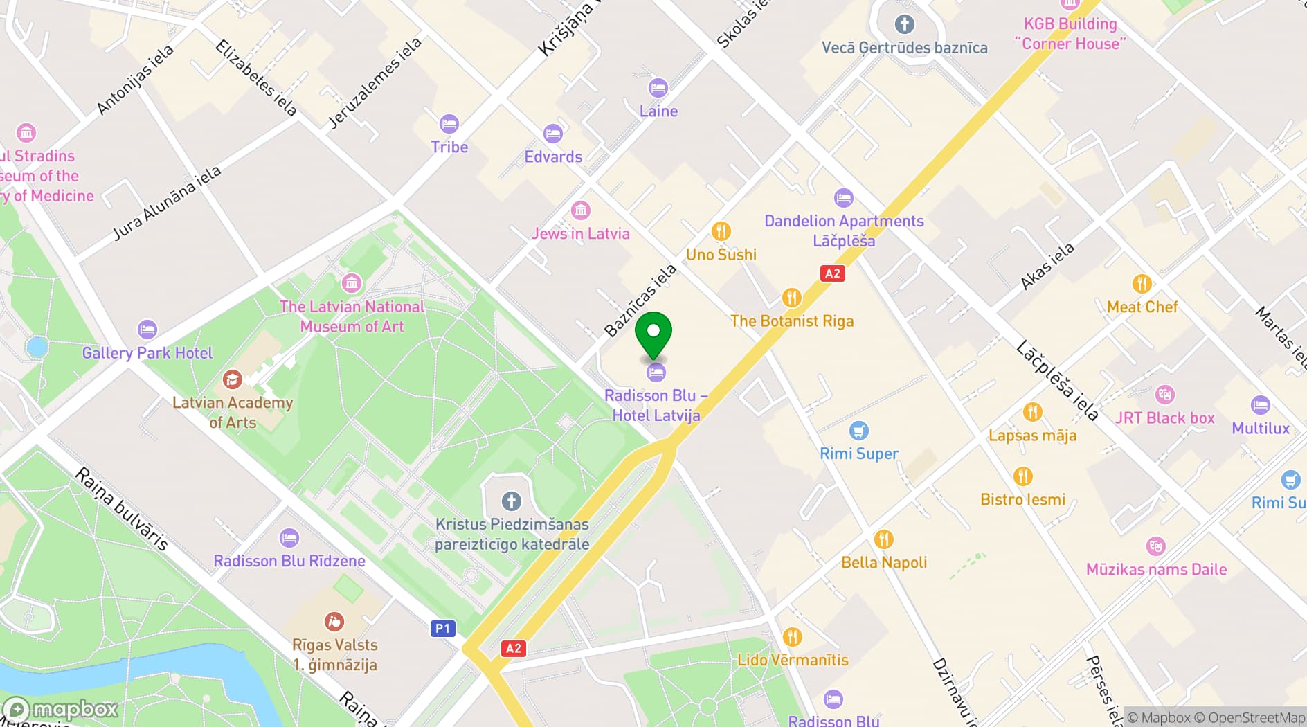 Map showing  Radisson Blu Latvija Conference & Spa