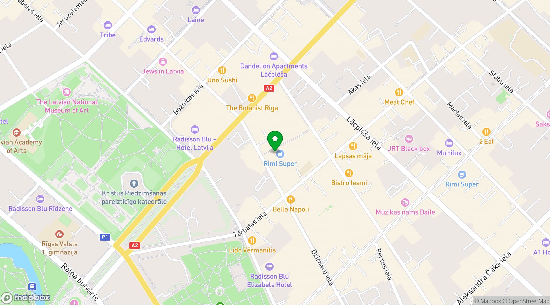 Map showing Workland Galleria Riga