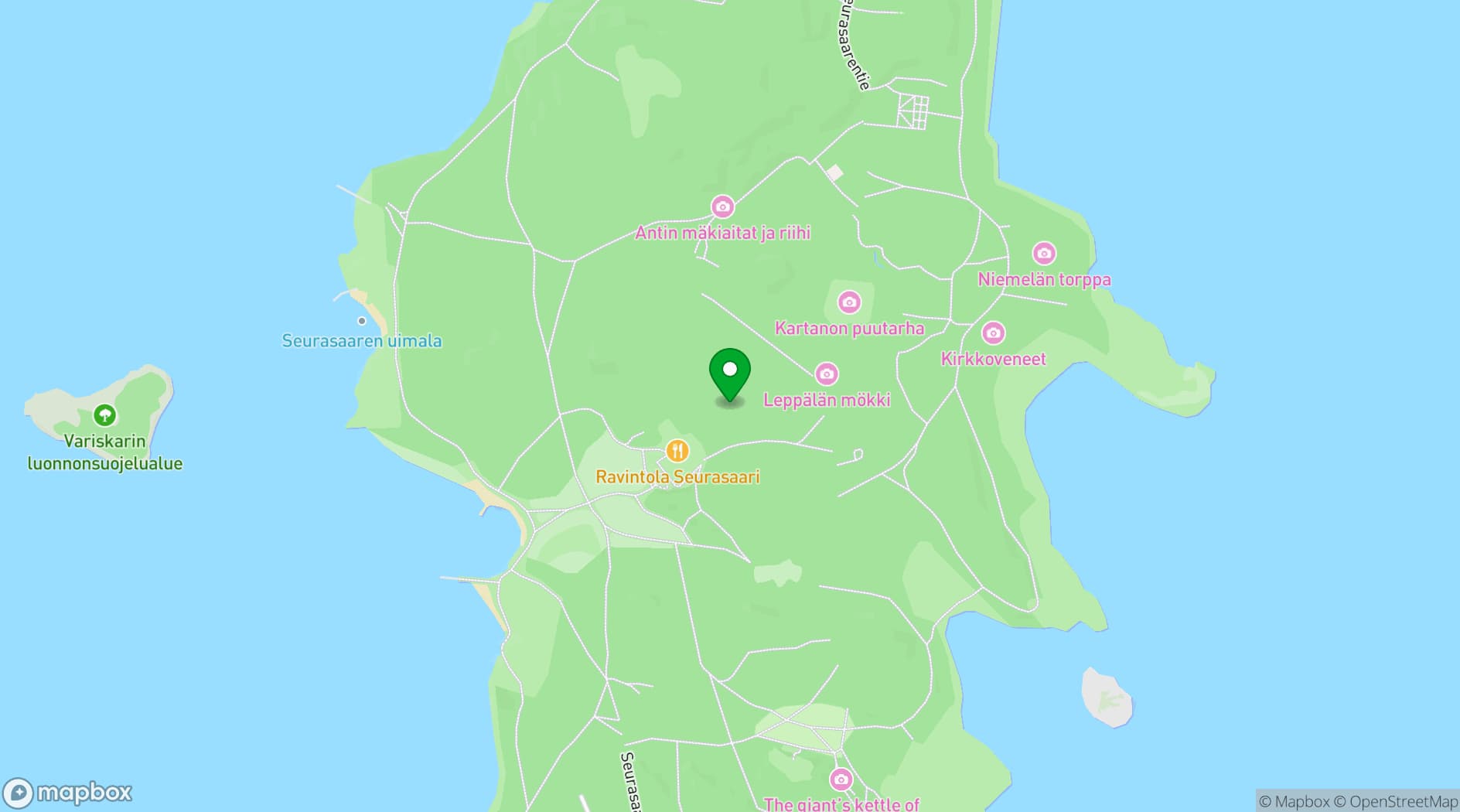 Map showing Seurasaari Open-Air Museum