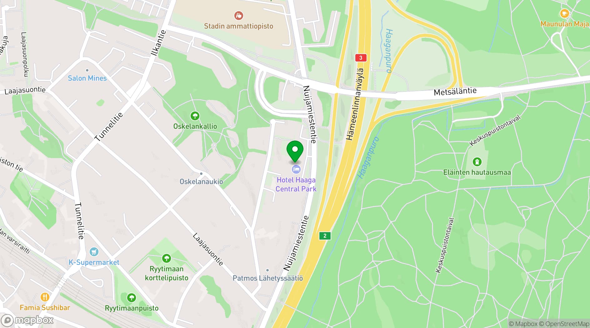 Map showing Hotel Haaga Central Park