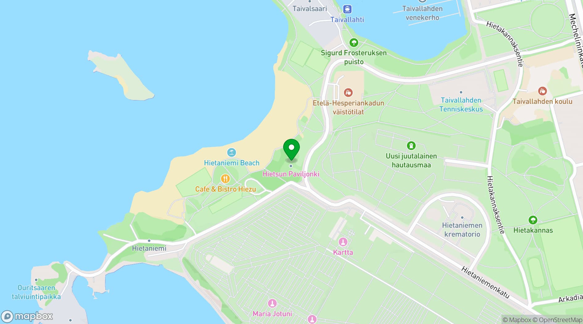 Map showing Hietsun Paviljonki