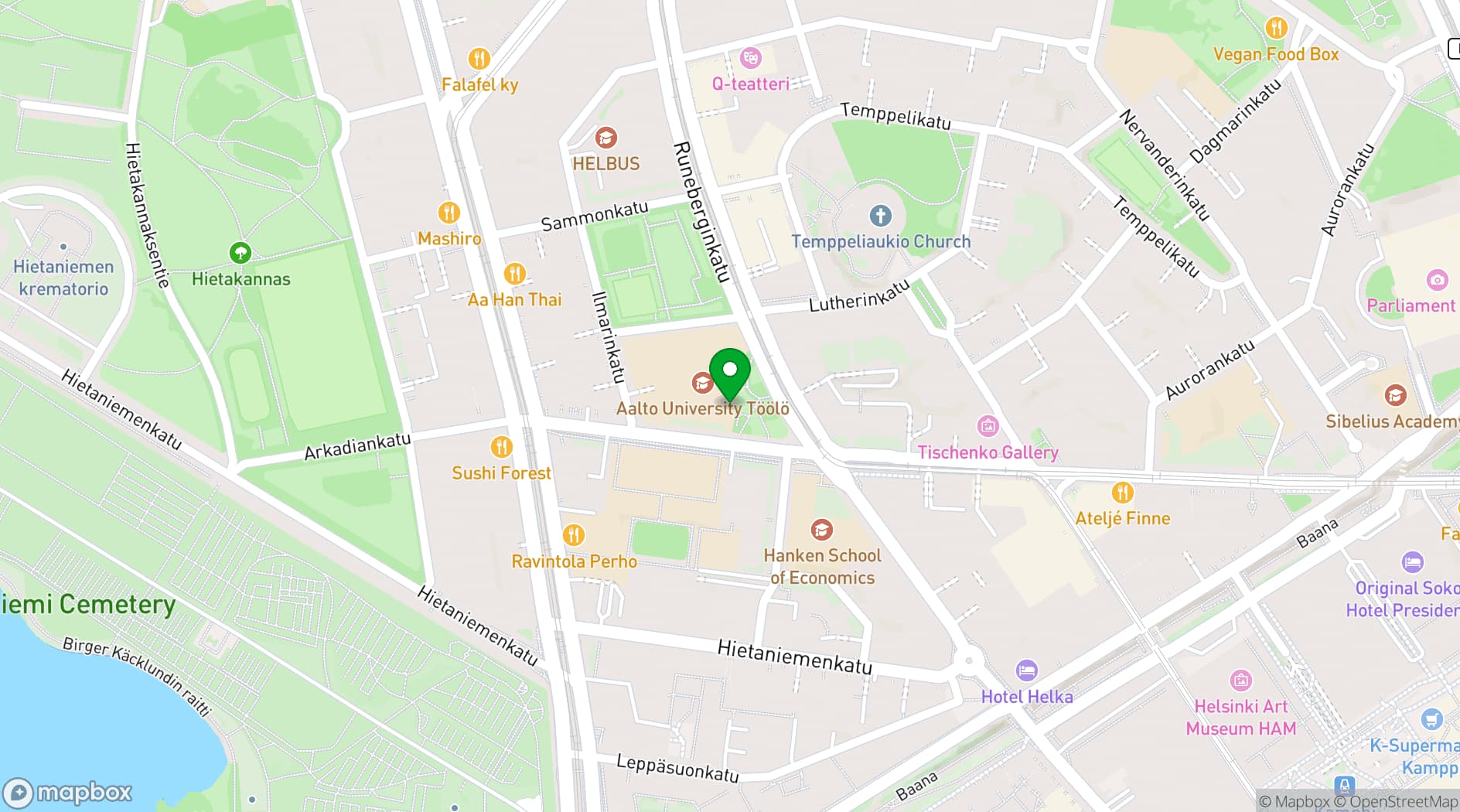 Map showing Ravintola Töölö