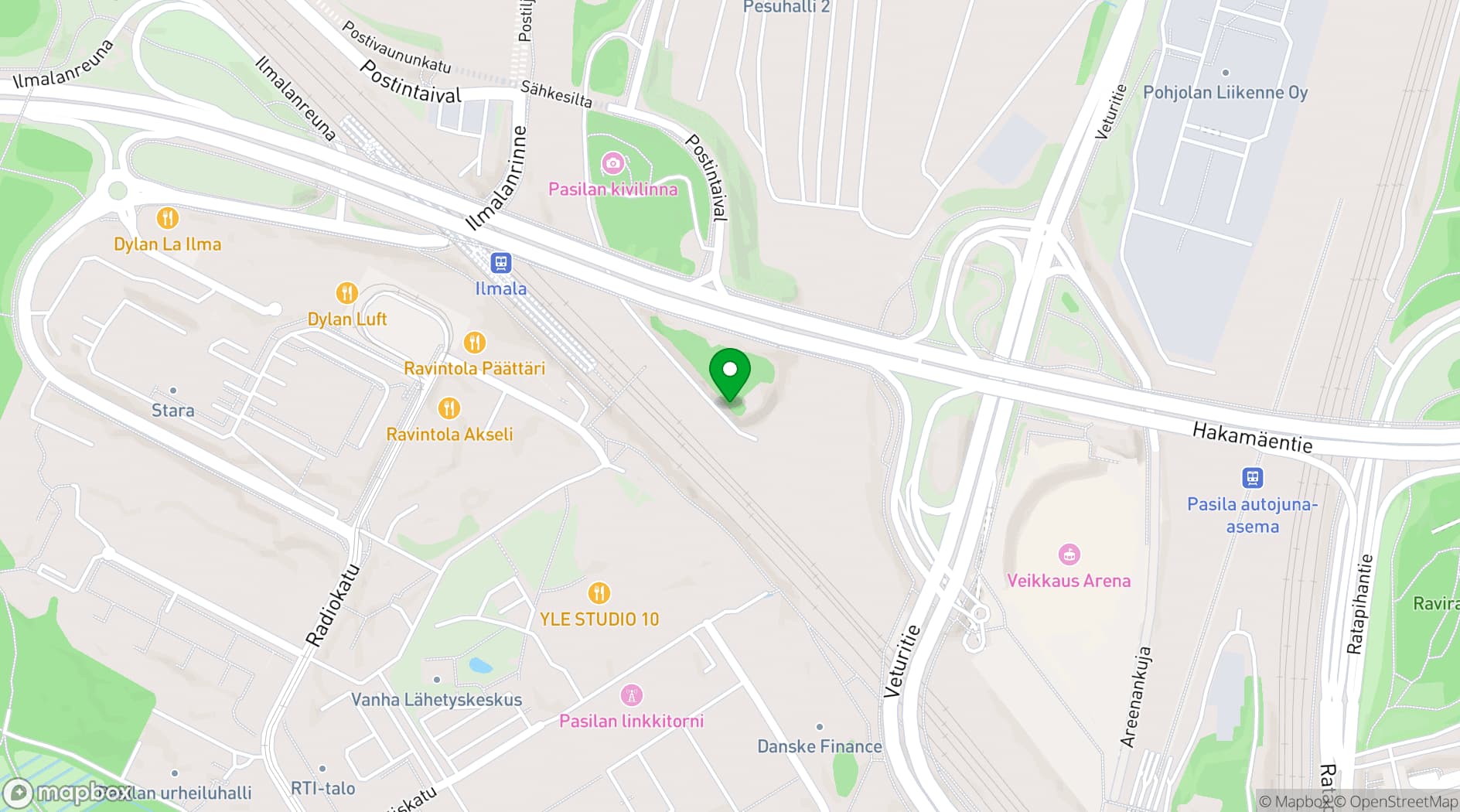 Map showing Urheiluhallit