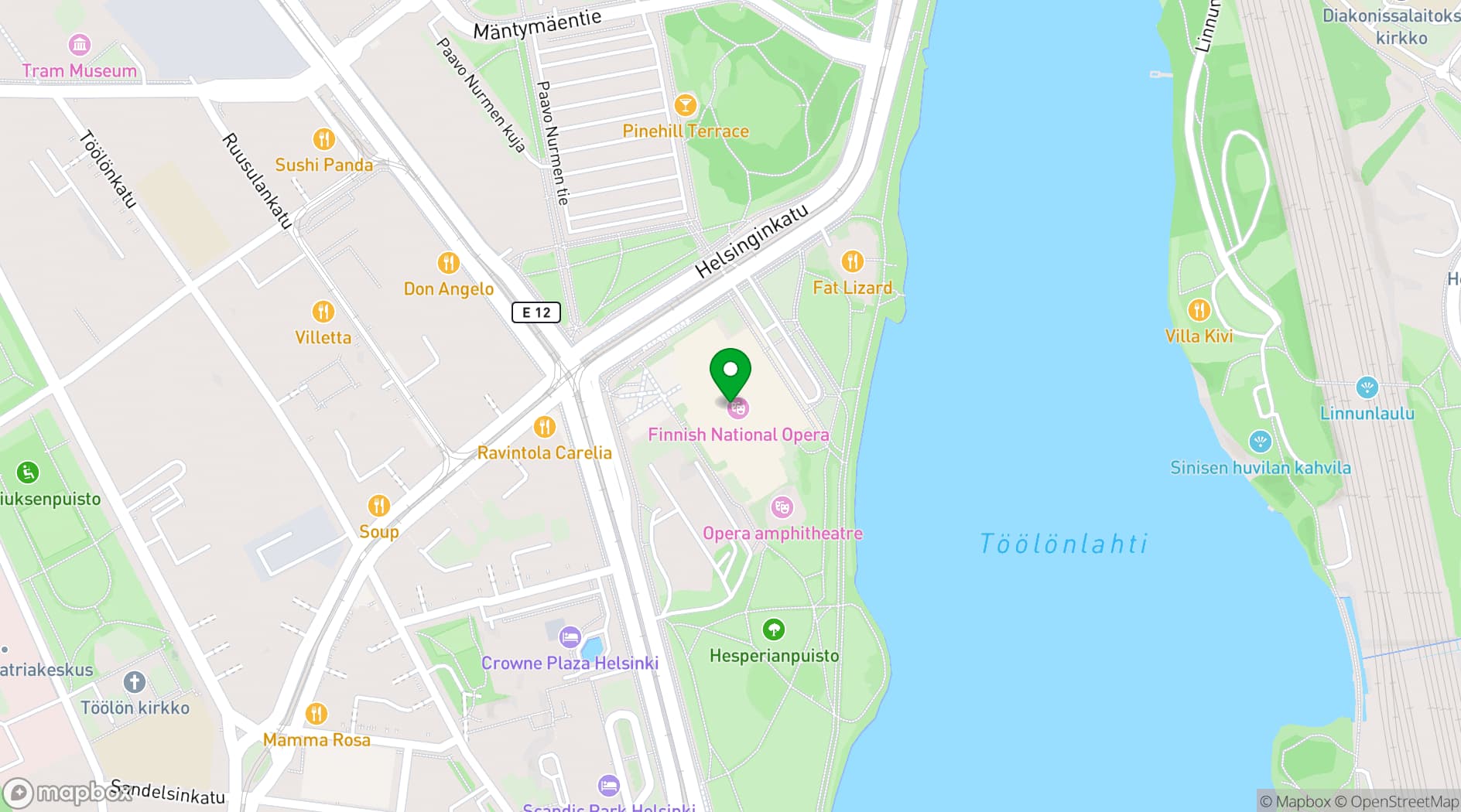Map showing The Finnish National Opera and Ballet