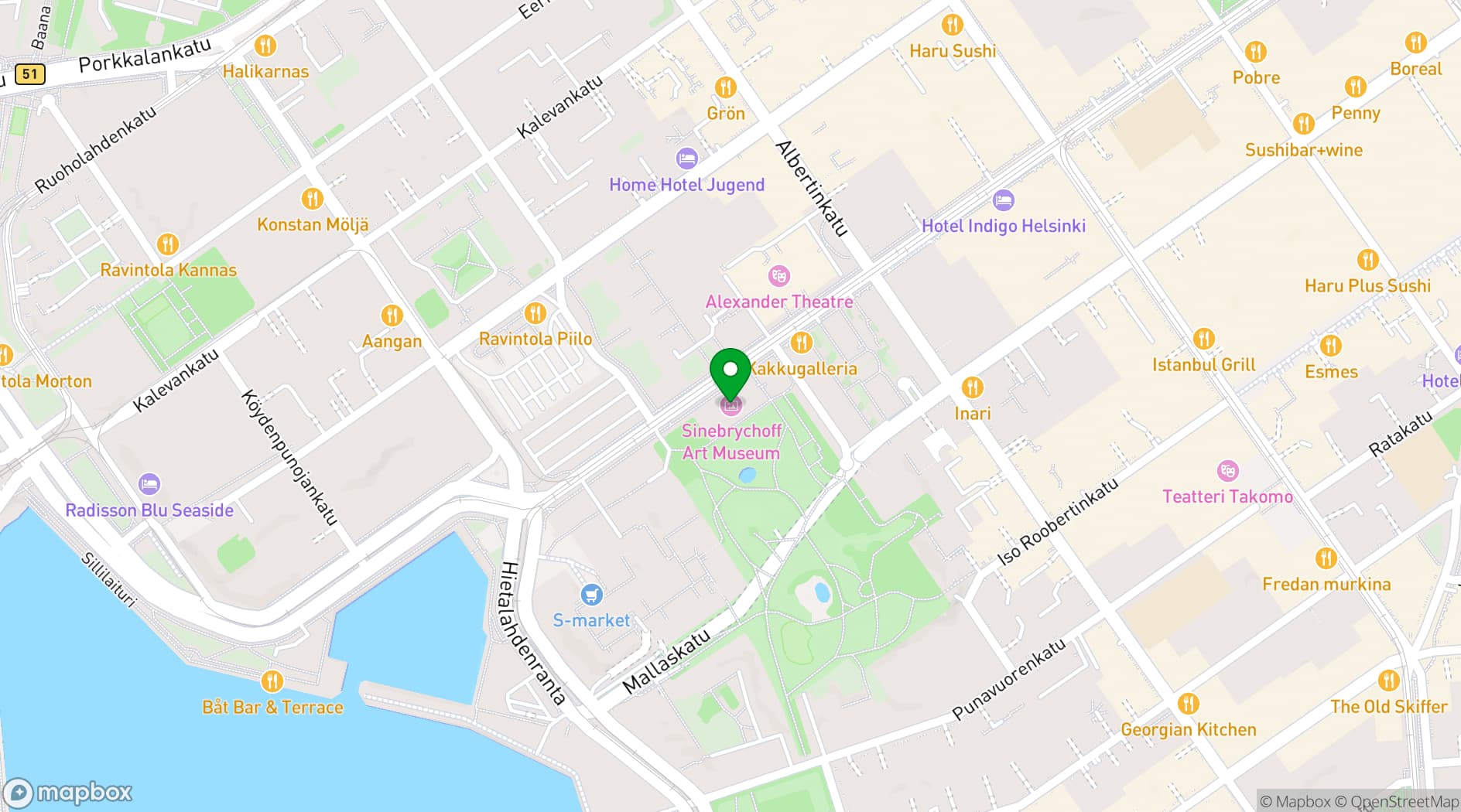 Map showing Sinebrychoff Art Museum