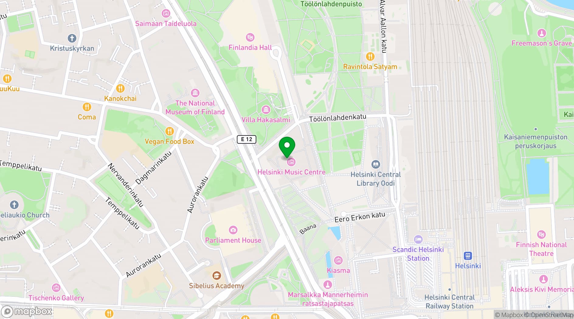 Map showing Musiikkitalo