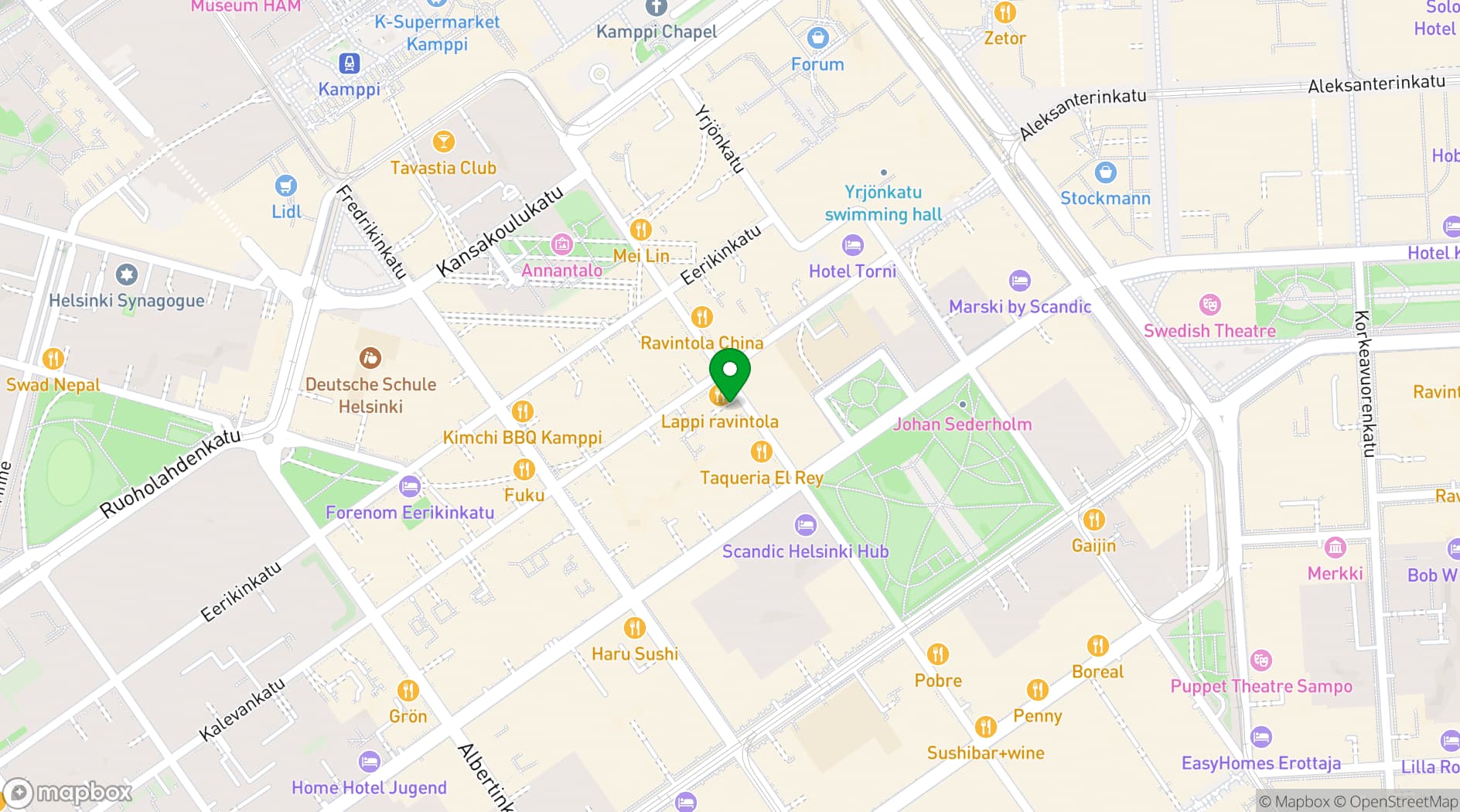 Map showing Lappi Restaurant