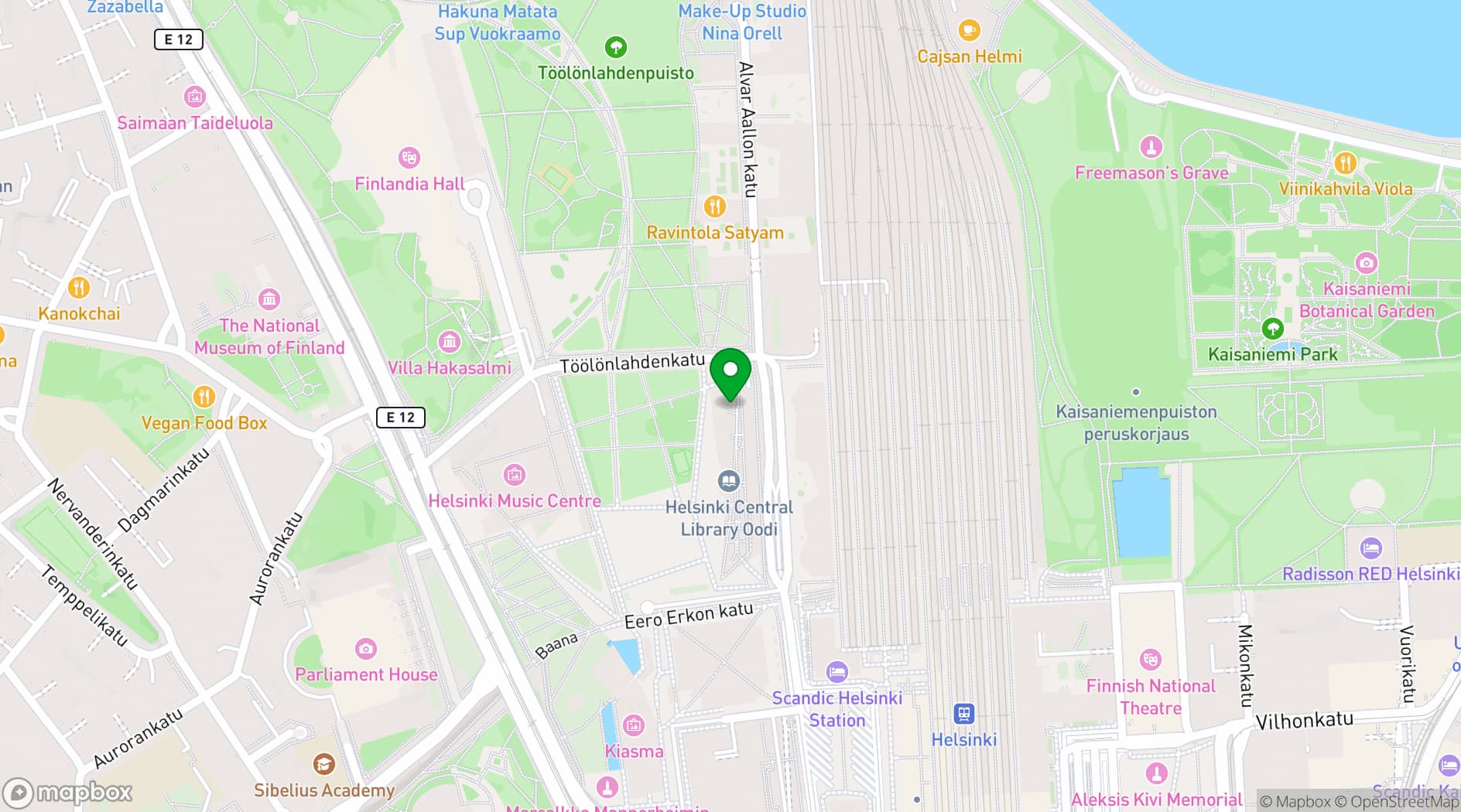 Map showing Oodi