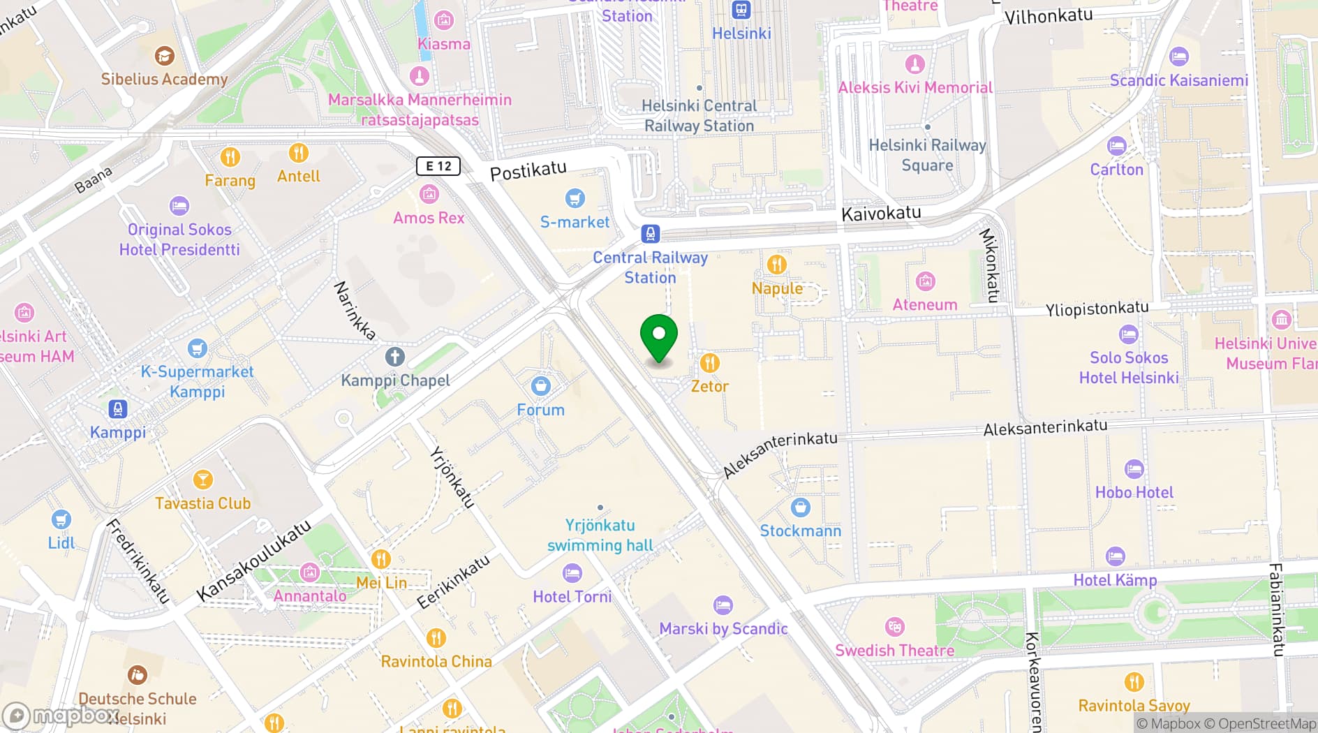 Map showing HUONE Helsinki