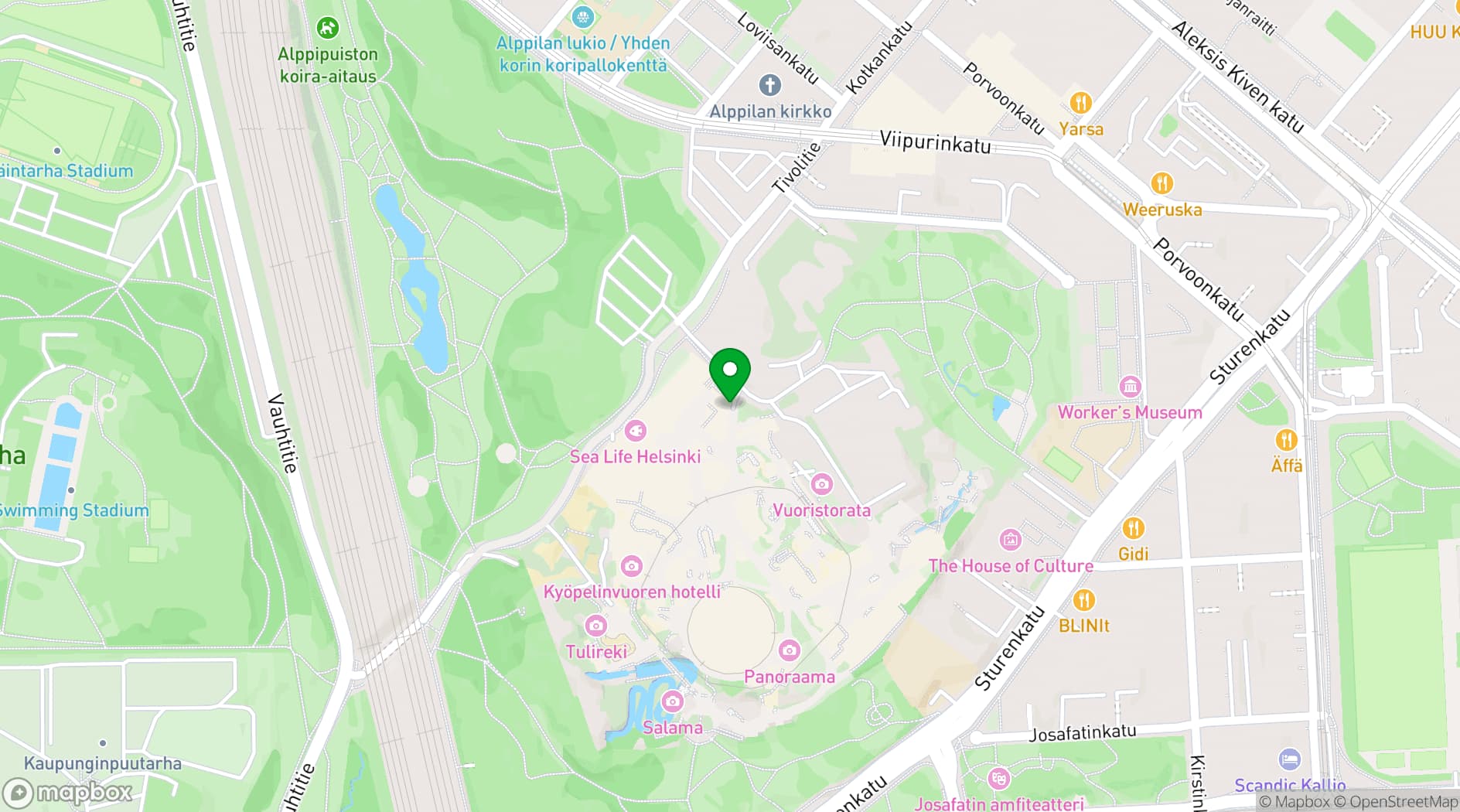 Map showing Linnanmäki