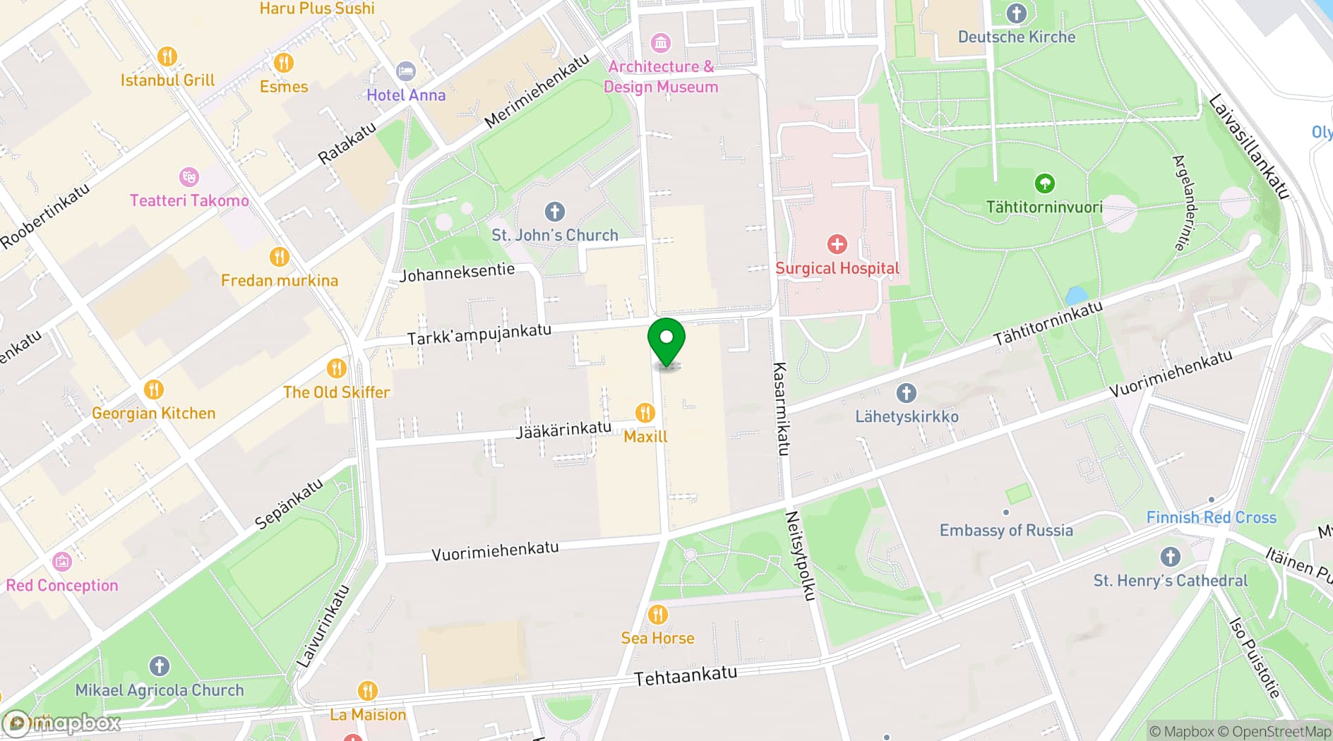 Map showing Helsinki Design Week