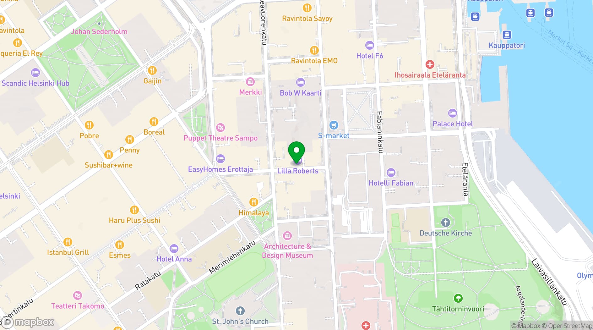 Map showing Hotel Lilla Roberts