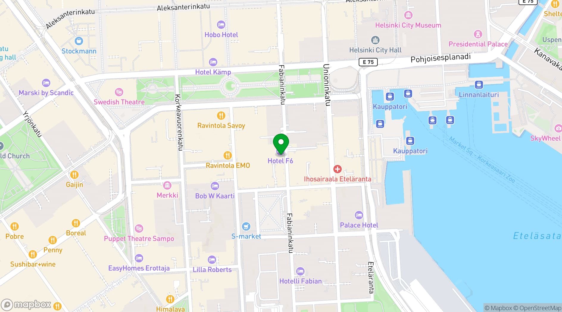 Map showing Hotel F6