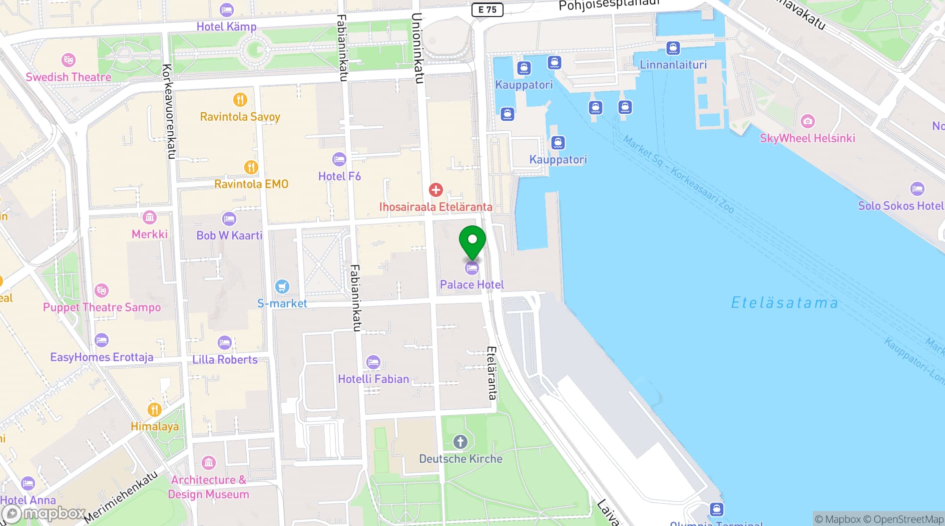 Map showing Palace Restaurant
