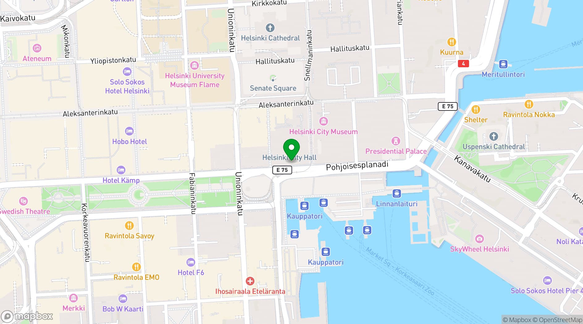 Map showing Event Square of the City Hall Lobby