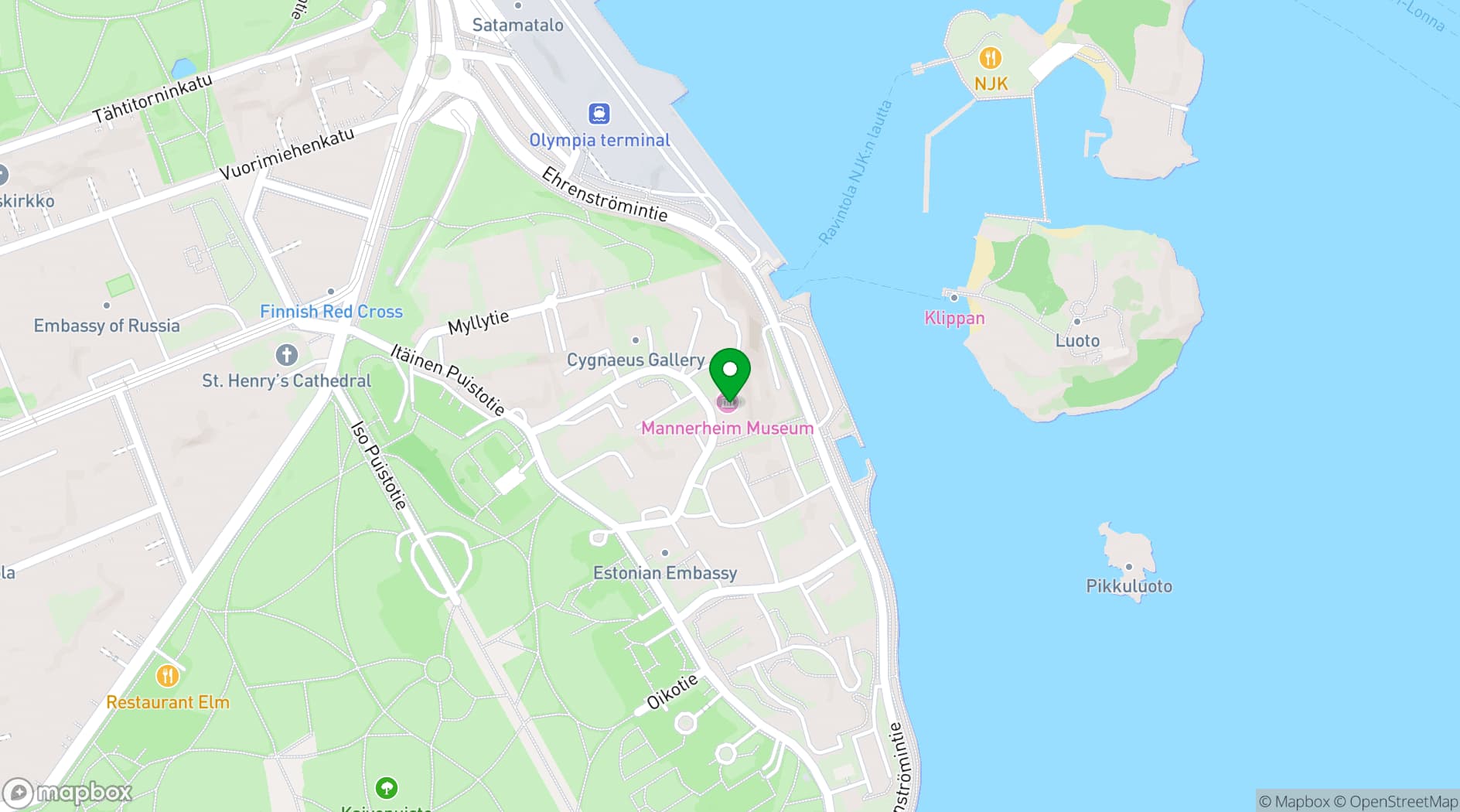 Map showing Mannerheim Museum
