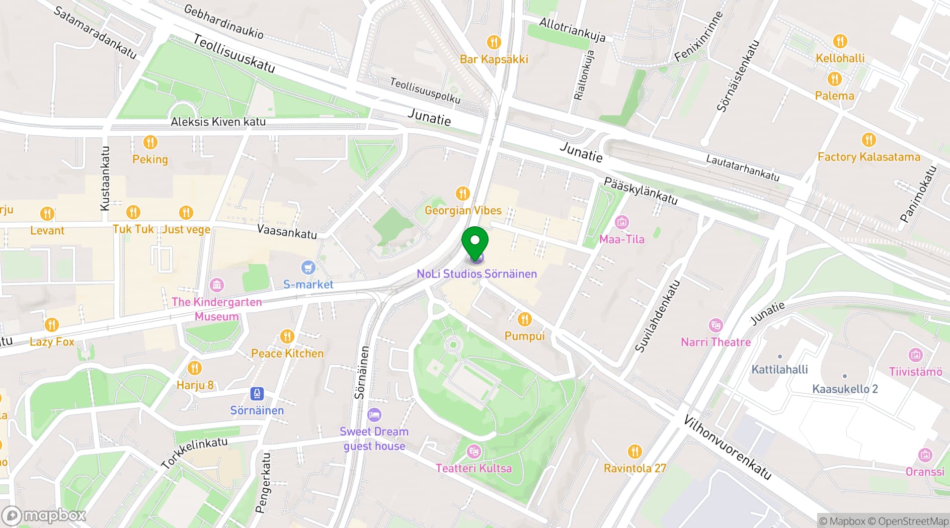 Map showing Pizzeria Via Tribunali - Kallio