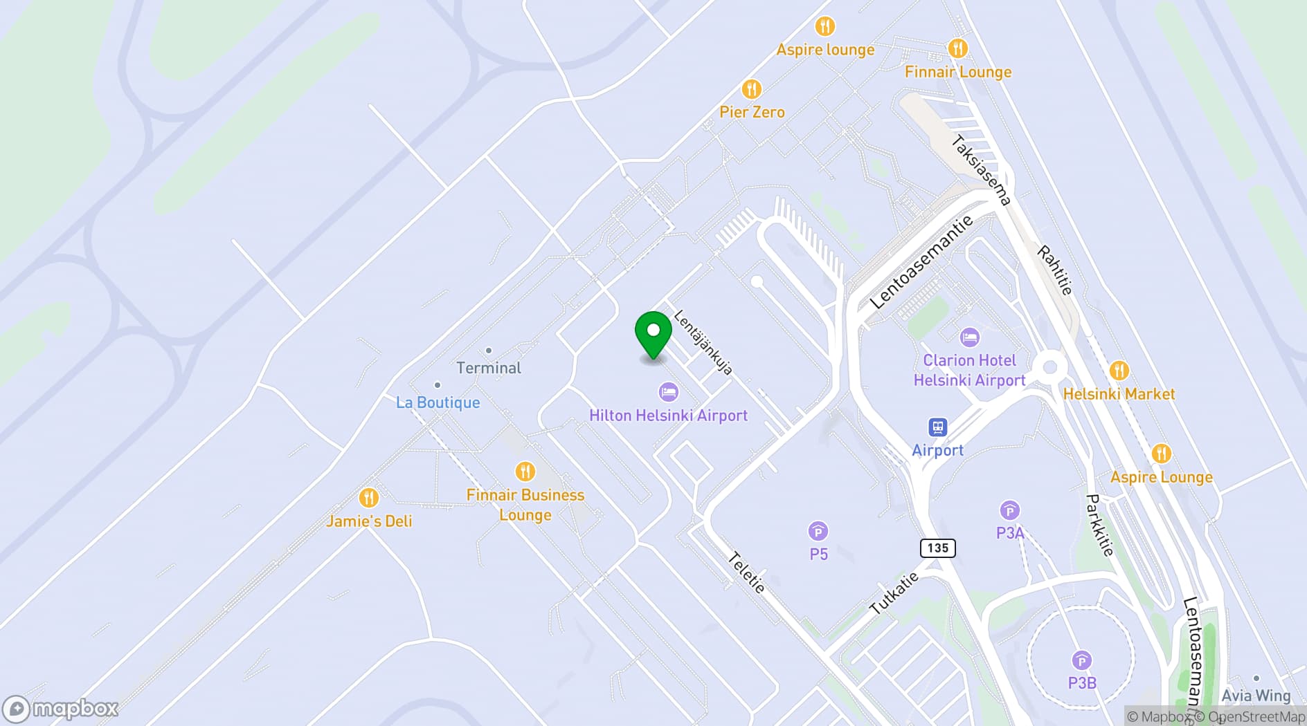 Map showing Hilton Helsinki Airport