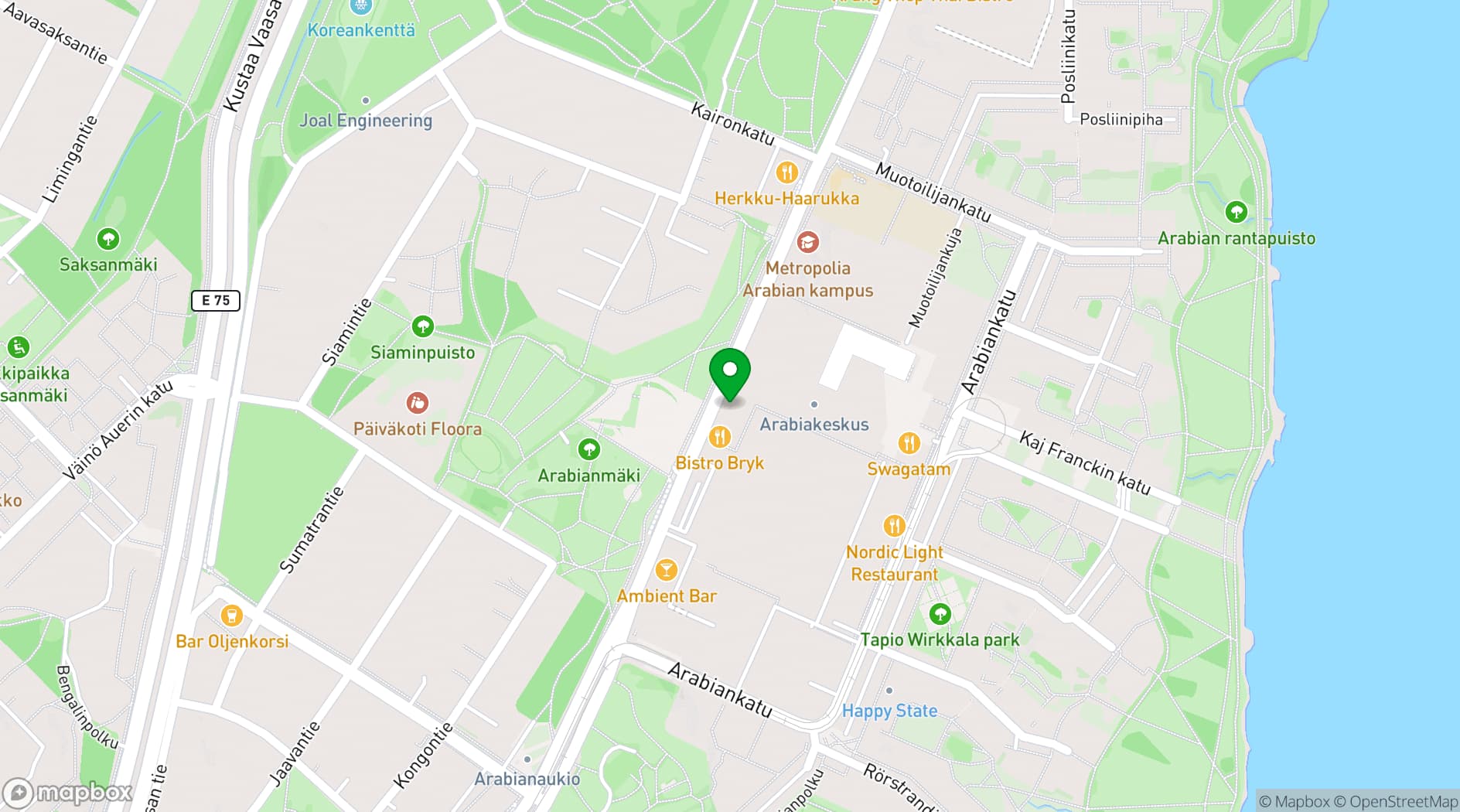 Map showing Iittala & Arabia Design Centre