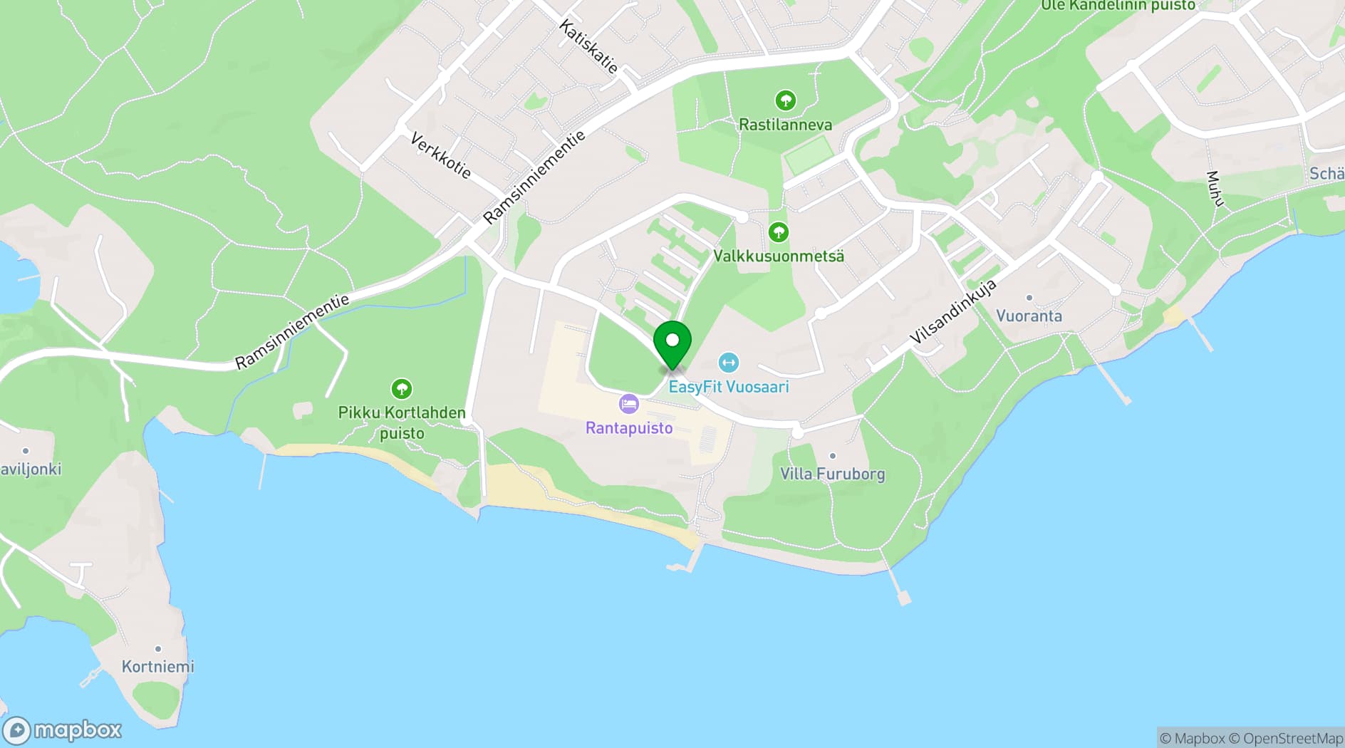 Map showing Banquet Hall - Hotel Rantapuisto
