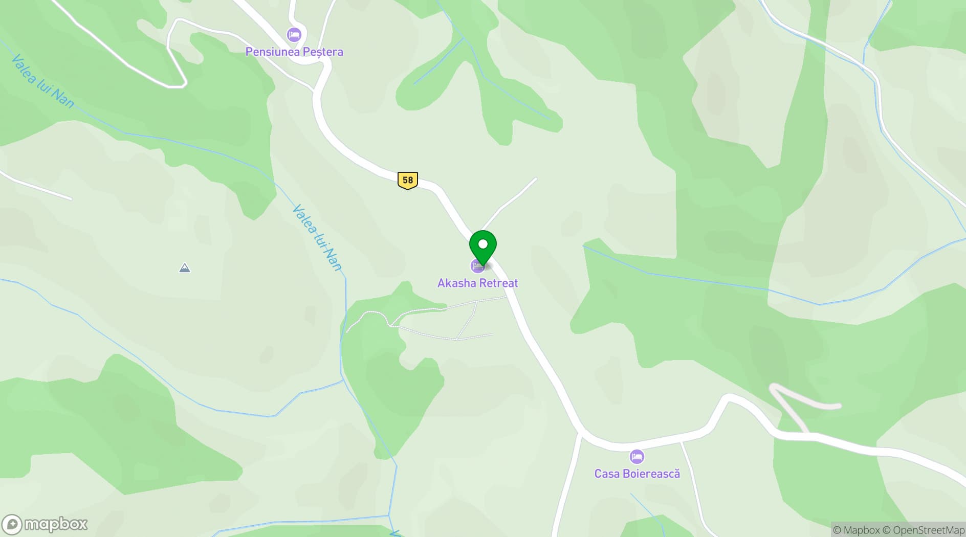 Map showing Akasha Retreat