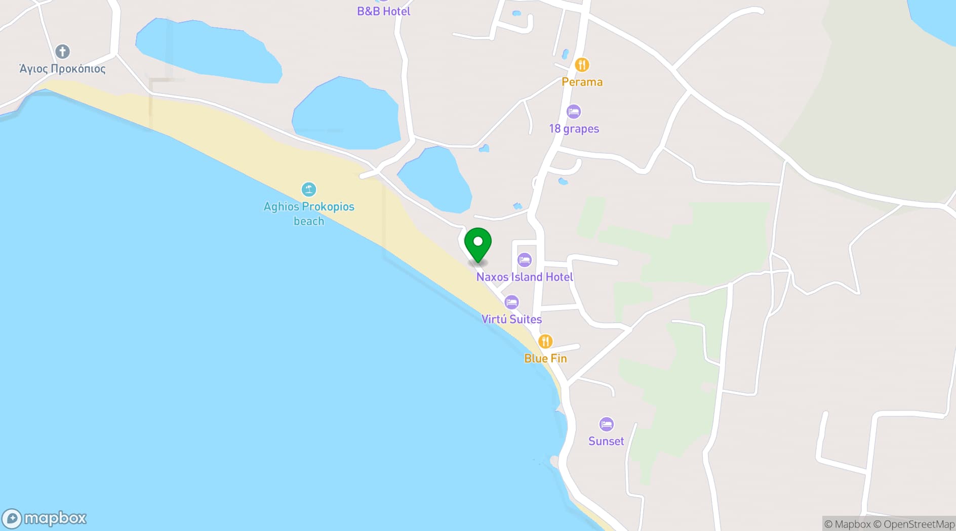 Map showing Macao Beach Naxos