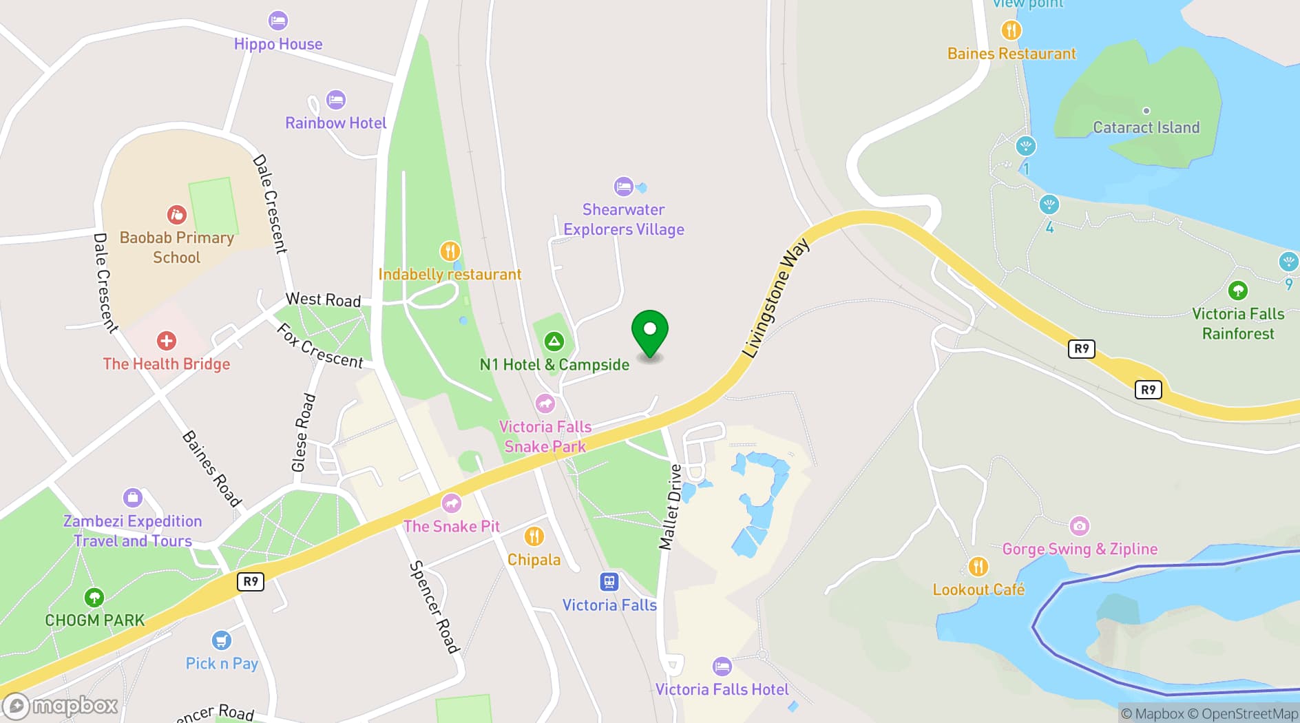 Map showing Ilala Lodge