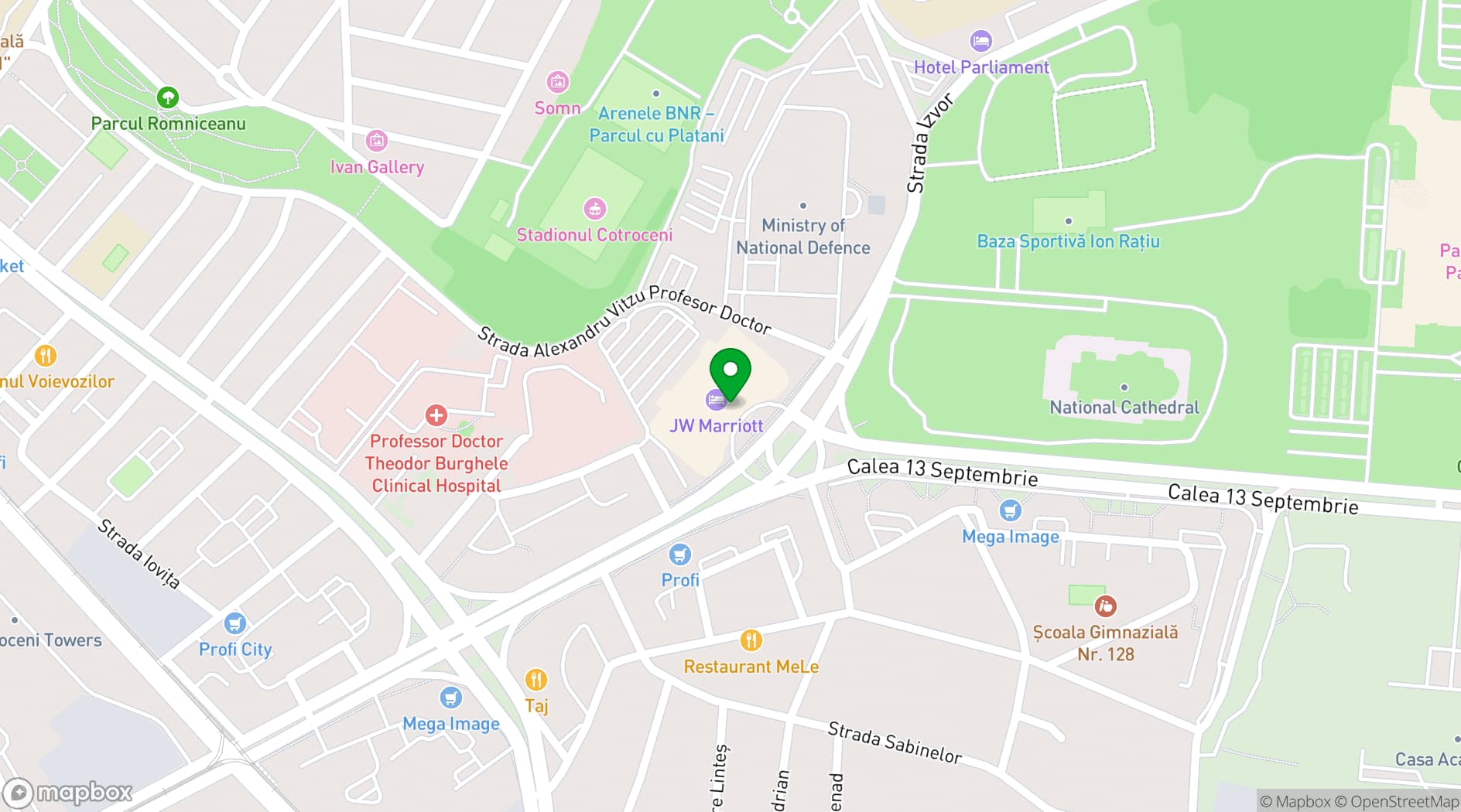 Map showing JW Marriott Bucharest Grand Hotel