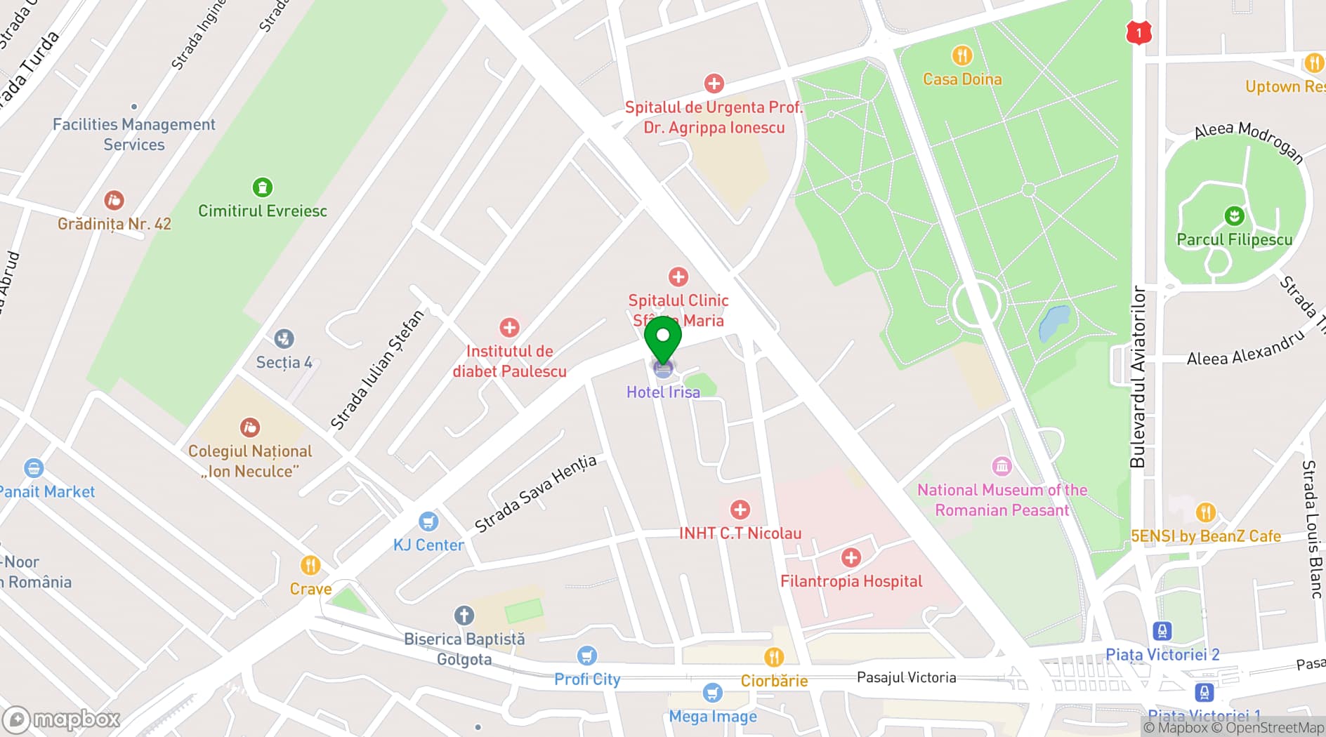 Map showing Hotel Irisa
