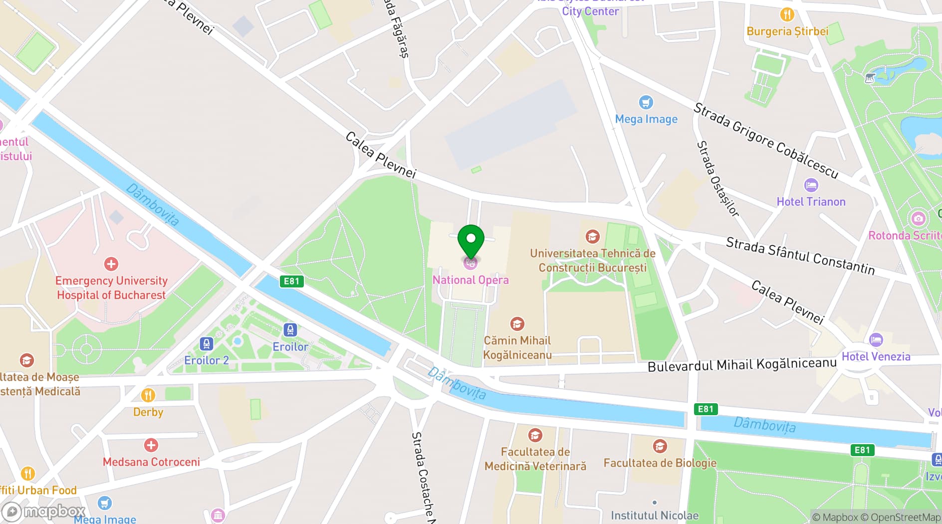 Map showing Opera Națională București