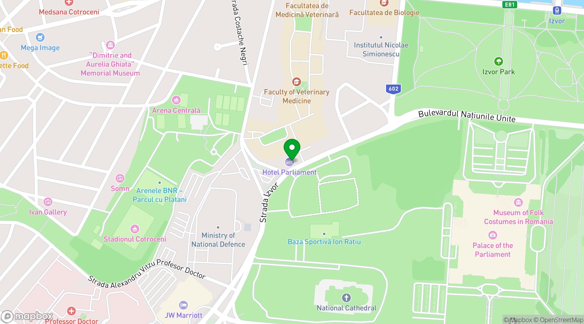 Map showing Hotel Parliament