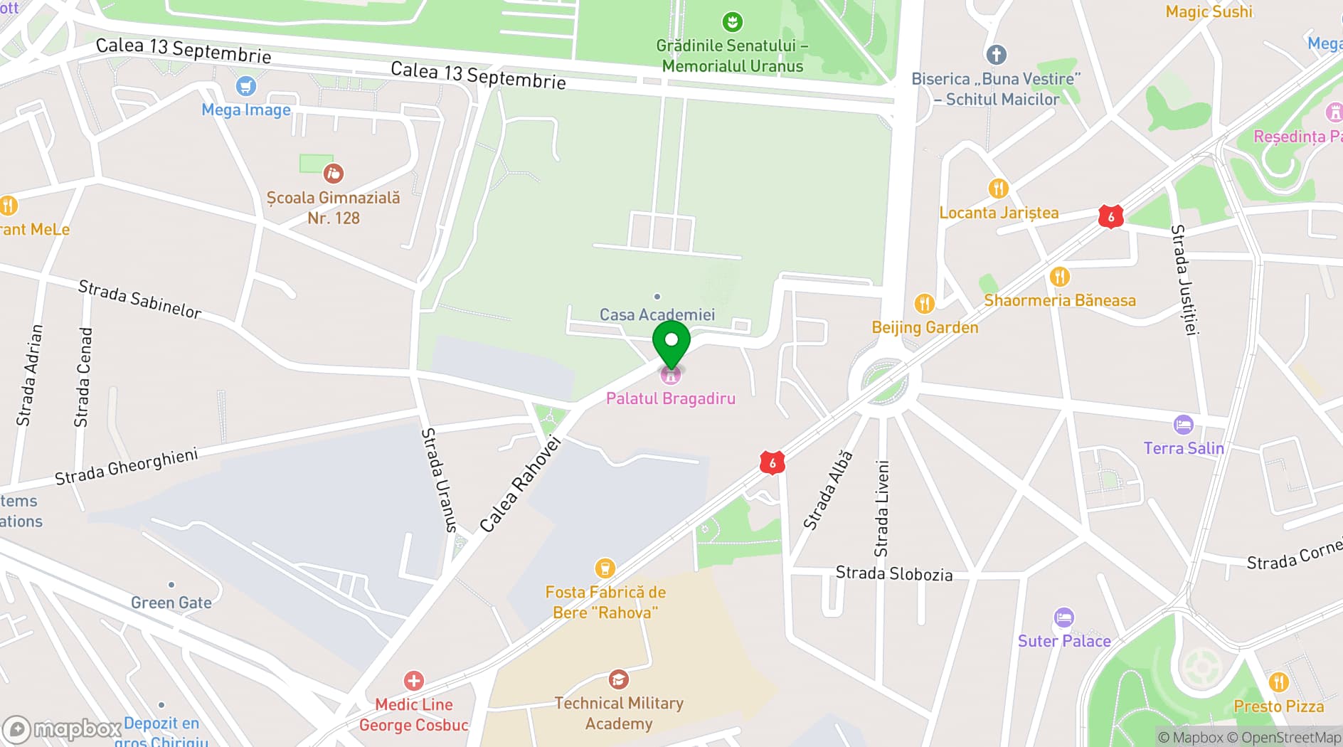 Map showing Palatul Bragadiru
