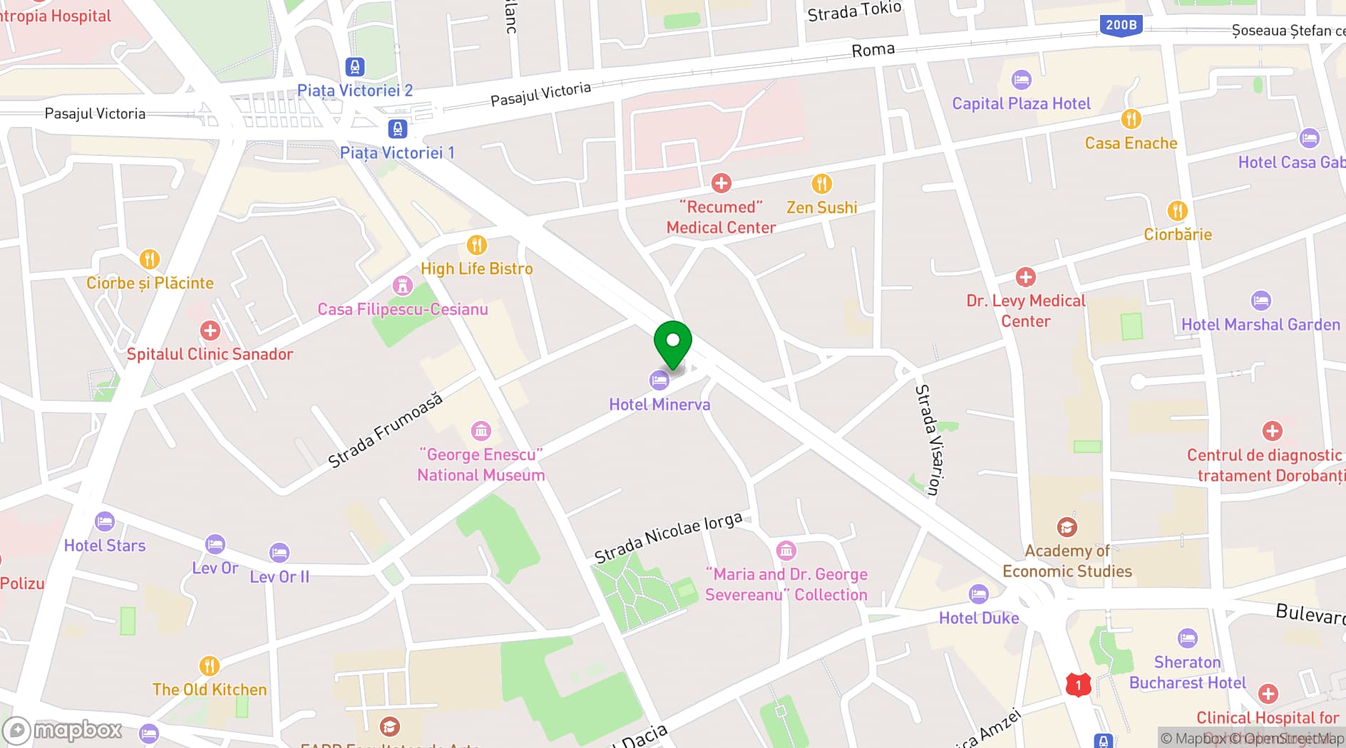 Map showing Hotel Minerva