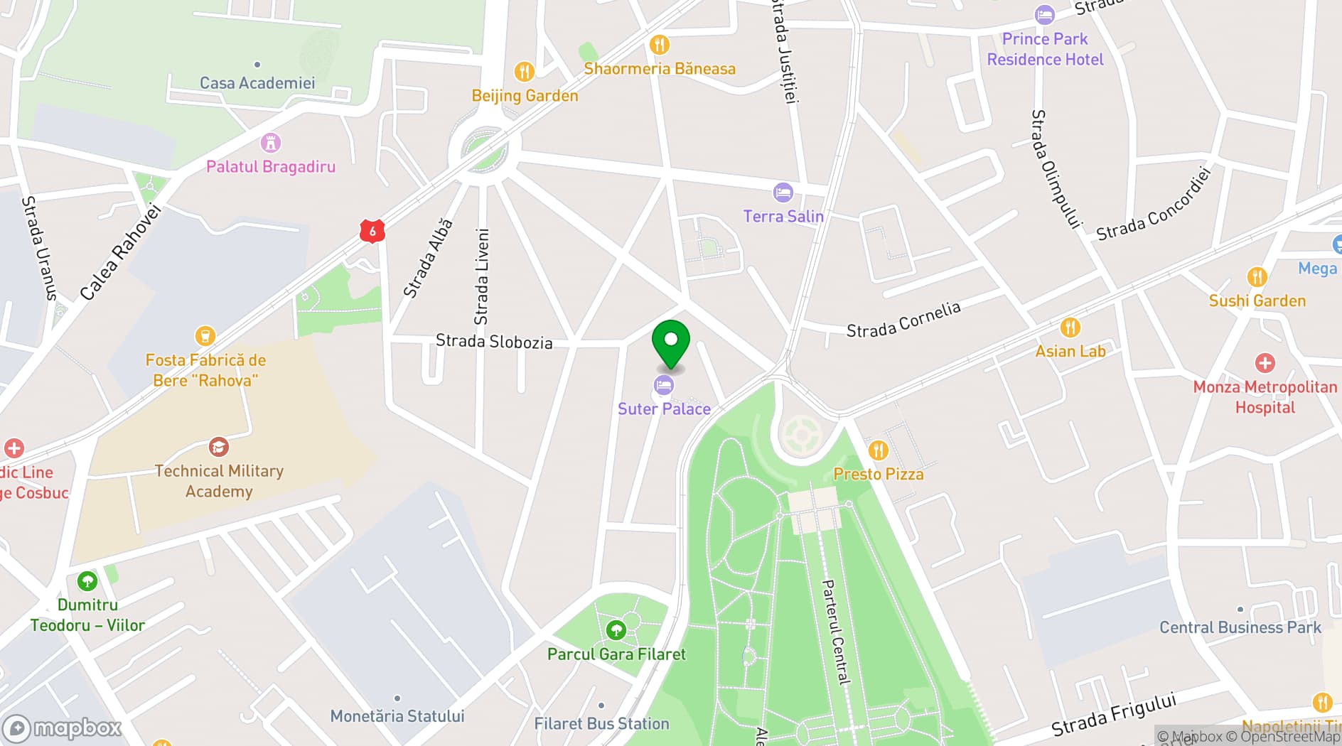 Map showing Suter Palace