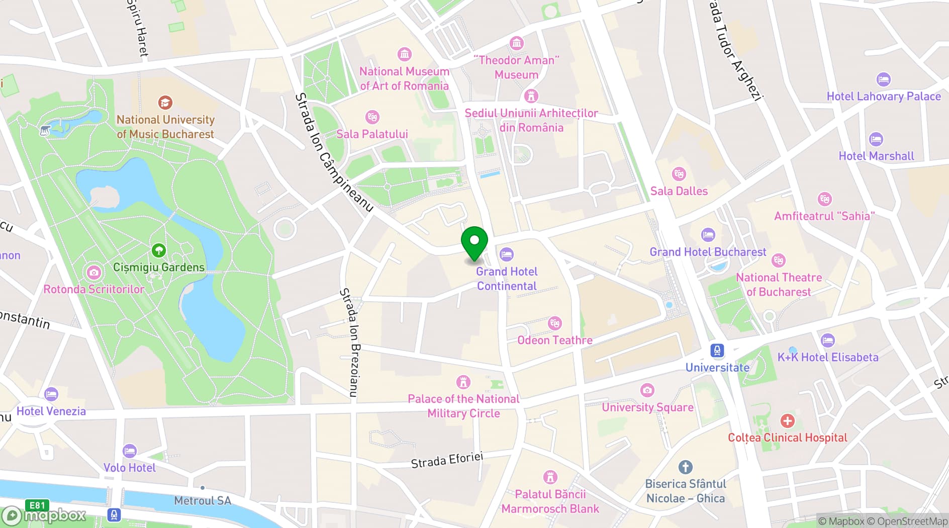 Map showing Novotel Bucharest City Centre