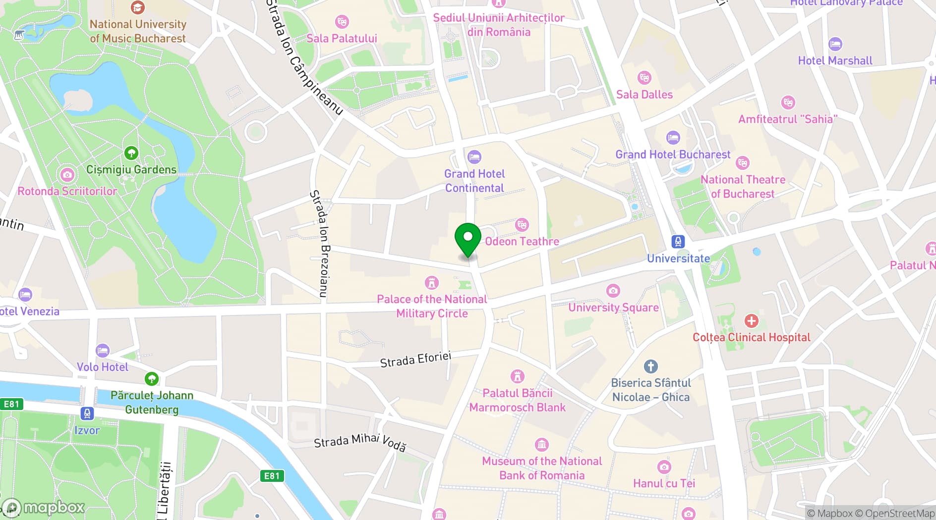 Map showing Hotel Capitol